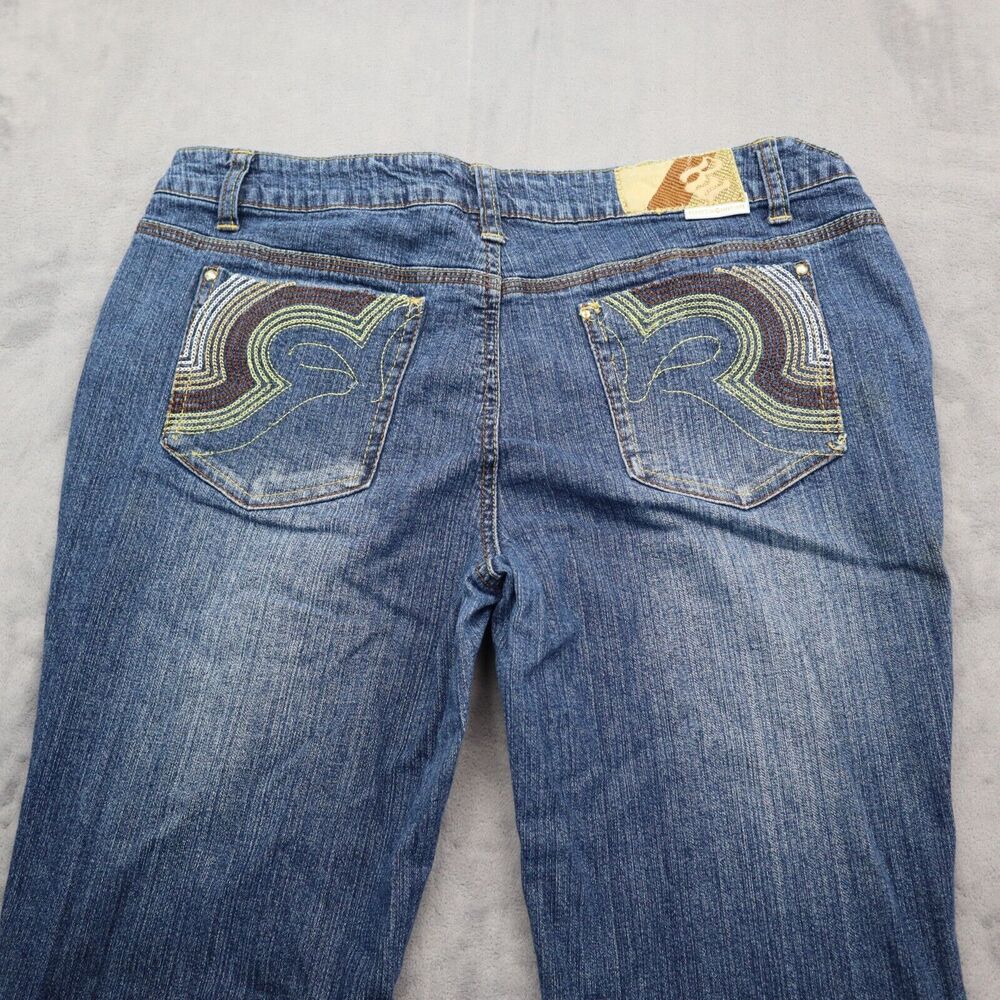 Rocawear Jeans Pants Womens 13 Blue Faded 5 Pocket Bootcut Button Zip Denim - Picture 13 of 16